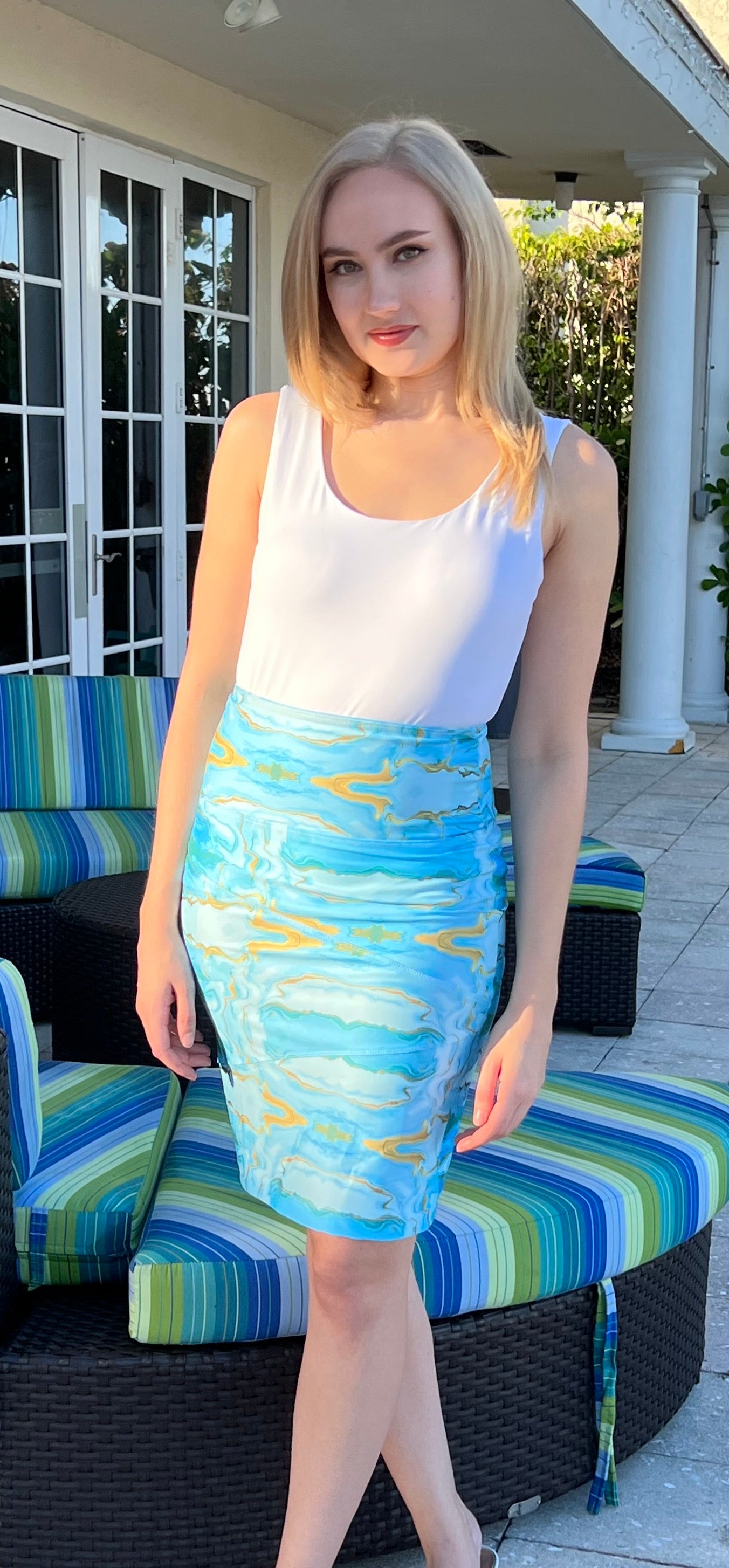 Pencil Skirt / Compression Skirt - Aquamarine - Classic  Collection