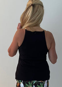 Black Double Face Top with Gold Chain