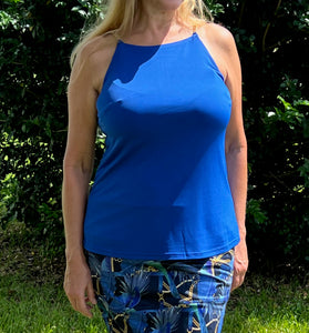 Royal Blue Double Face Top with Gold Chain